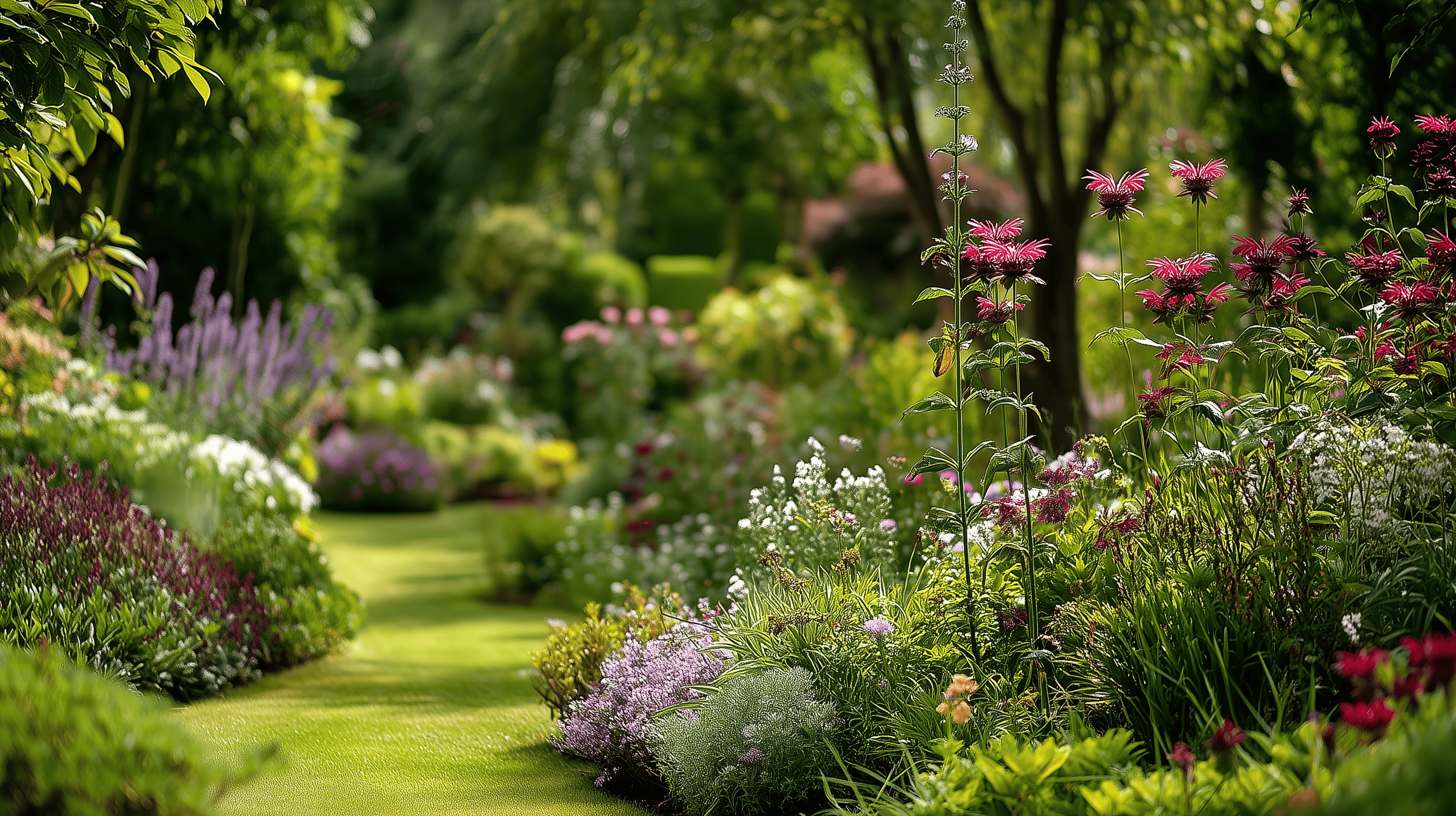 A serene garden path winding through lush greenery, illustrating the Chicken Road concept